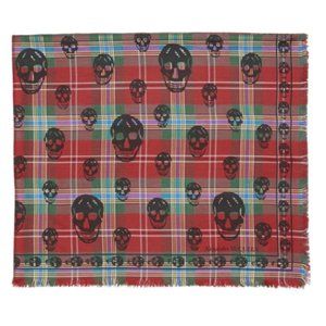 *Rare* Alexander McQueen Red & Green Tartan Skull Scarf